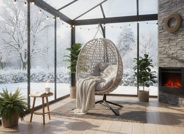 FOTEL WISZĄCY SKŁADANY DRIM - SZARY, SZARA PODUSZKA, CZARNA RAMA 