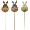 OZDOBA WIELKANOCNA NA PIKU - ZAJĄCZEK W SKORUPCE 6 x 10 CM MIX 3 KOLORÓW opak=12szt *9014
