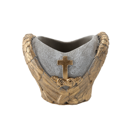 HEART CEMENT POT - GREY GOLD 21 X 14,5 X 17,5 CM