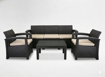 ZESTAW MEBLI OGRODOWYCH - ANTRACYT (2 FOTELE, STOLIK, DUŻA SOFA)