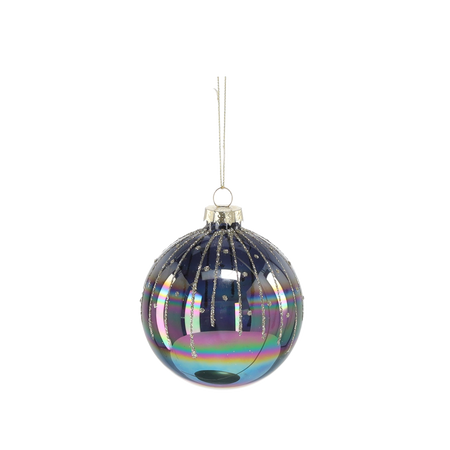 GLASS BAUBLE - BLACK GLOSS MIX DESIGNS 8 CM