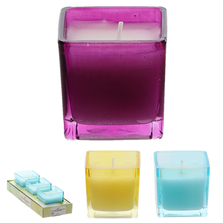 SET DE 3 CANDLE DECORATIVE CITRONELLA "ELIS" 5 X 5 CM MIX CULOARE *7447