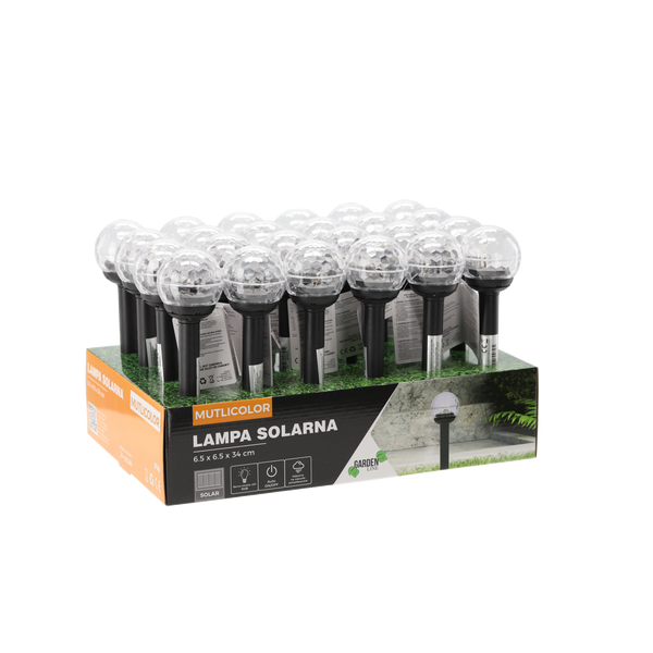 SOLÁRNA LAMPA MULTICOLOR 6,5 x 6,5 x 34 CM, disp.24ks*9895