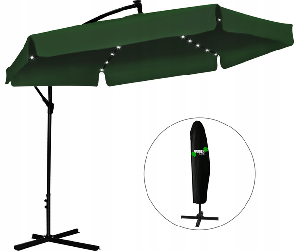 GARDEN UMBRELLA 3 M GREEN "BANANA" WITH COVER WITH LED