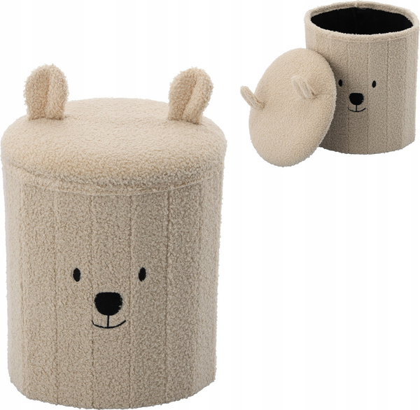 SKŁADANA PUFA ZE SCHOWKIEM 28 x 28 x 34 CM JASNY BEŻ *4250