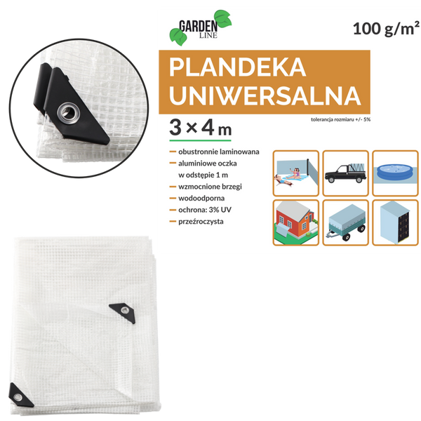 Tarpaulin 3 x 4 M (+/- 5%) 100GSM 3%UV LENO TARP