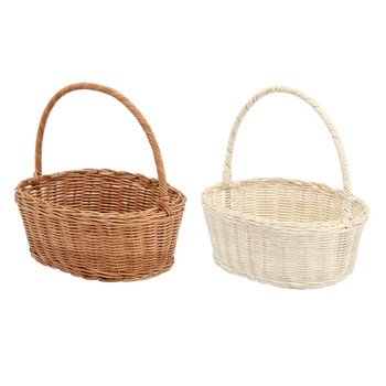 RATTAN BASKET 27.5 x 20.5 x 10.5/27 CM WITH HANDLE WHITE / BROWN