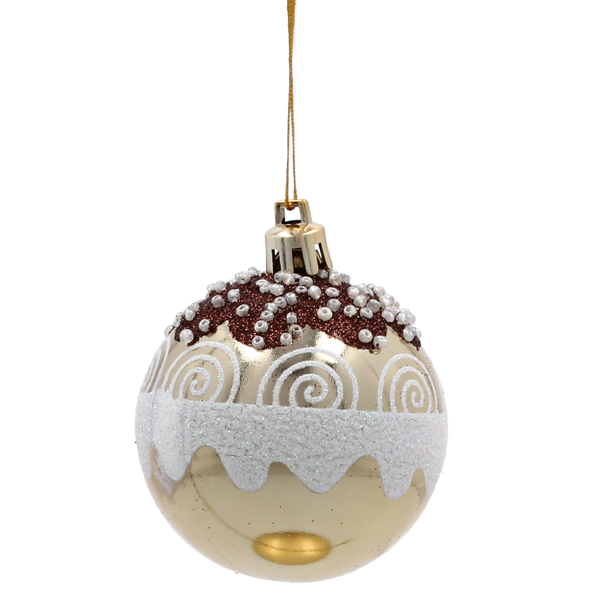 SET OF 8 CHRISTMAS BAUBLES GOLD 6 CM