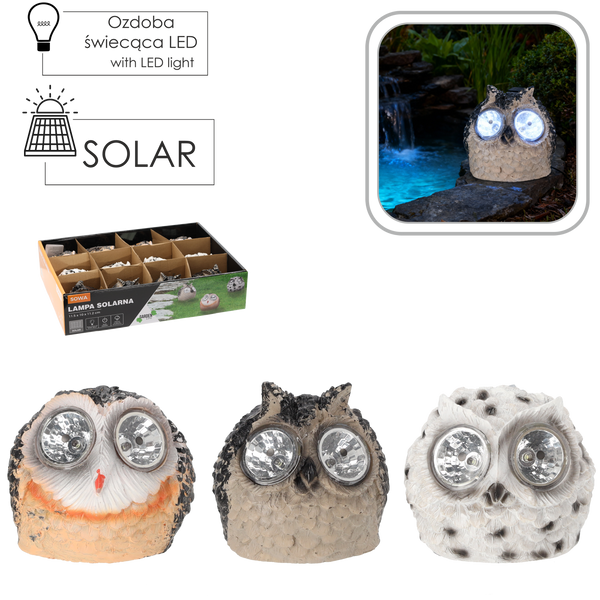 SOLÁRNA LAMPY SOVA 11,5 x 10 x 11,2 CM disp.12ks *0043