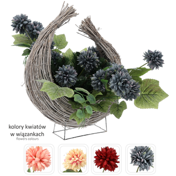 VENEC CH-27 (ŠÍRKA 55 CM, VÝŠKA 51 CM) POLKRUHOVÝ KOŠ CHRYSANTÉM MIX FARBA