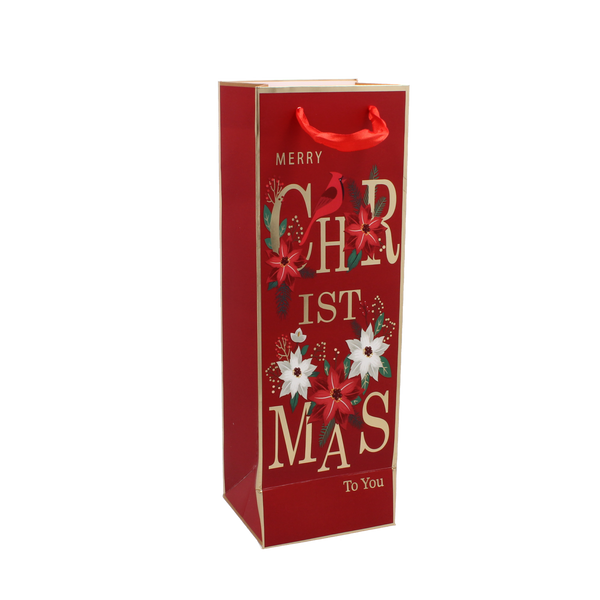 CHRISTMAS WINE GIFT BAG "CHRISTMAS TO YOU" 36 x 12 x 10 CM MIX DESIGNS