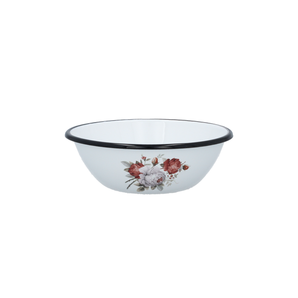 ENAMEL BOWL 0,6 L 16,5 CM WHITE ROSE *3172