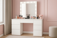 WHITE DRESSING TABLE WITH LIGHTS AND 7 DRAWERS