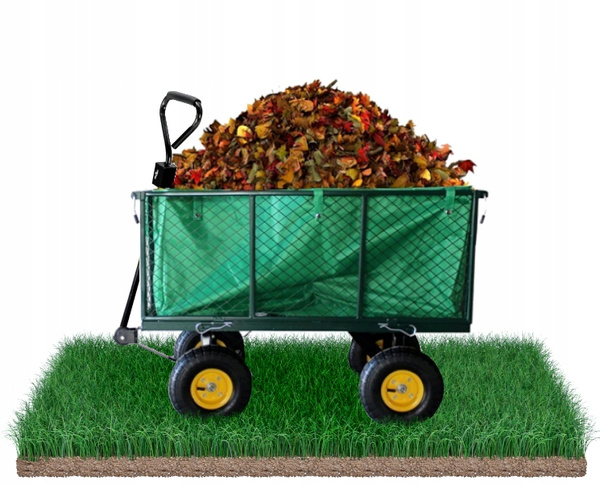 WÓZEK OGRODOWY DWUFUNKCYJNY XL - ZIELONY Z PLANDEKĄ