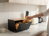 BREAD BOX HIBISCO - ENAMELED WITH BAMBOO LID 35,5 X 17 X 19,5 CM BLACK
