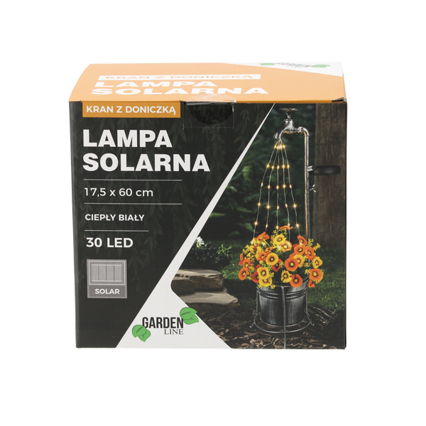 SOLÁRNÍ SVÍTIDLO 17,5 x 60 CM KOHOUTEK S KVĚTINÁČEM 30 LED TEPLÁ BÍLÁ *6186