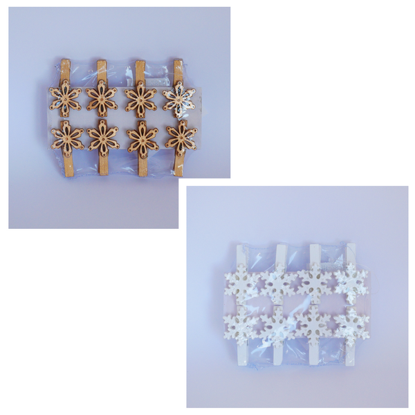 KPL. 8 OZDÓB BOŻONARODZENIOWYCH Z KLIPSEM MIX WZORÓW 3 x 3 CM opak=16kpl *8600