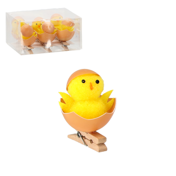 SET OF 6 CHICKENS IN EGG WITH A CLIP