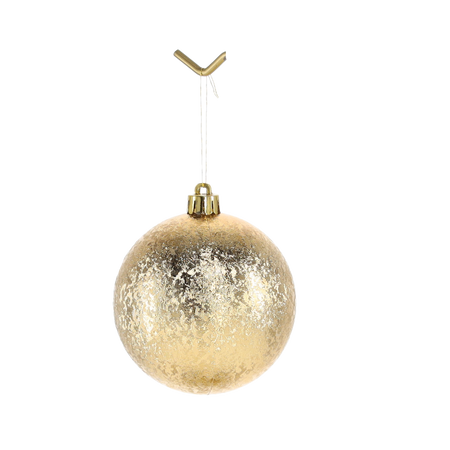 SET OF 6 BAUBLES 8 CM RED/GOLD/SILVER