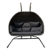 Houpacie kreslo TONDER pre tri osoby - čierne, čierny vankúš, čierny rám *9989