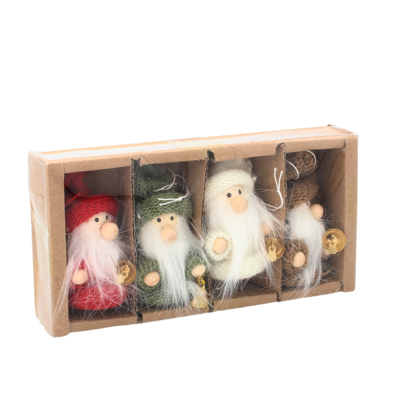 KPL. 4 OZDÓB VÁNOČNÍCH - SKŘÍTCI 8 CM MIX BARVY *4499