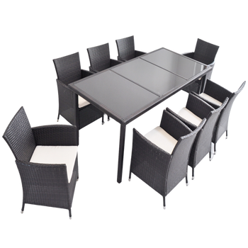 SET DE MOBILĂ DIN RATTAN (MORMÂT + 8 SCaUNE) MARO + BEJ. TABELA *1685