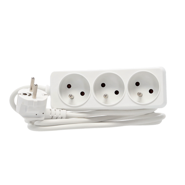 EXTENSION CORD POWER STRIP 3 SOCKETS 1.5M WHITE
