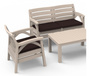 ZESTAW MEBLI OGRODOWYCH CAPPUCCINO "SANTANA" (2x FOTEL, ŁAWKA 2os.)