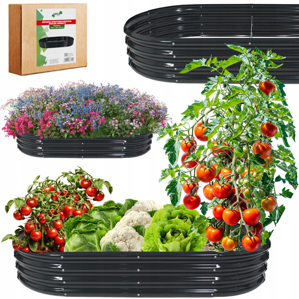 VEGETABLE-FLOWER BED 240 X 120 X 30 CM OVAL ANTHRACITE