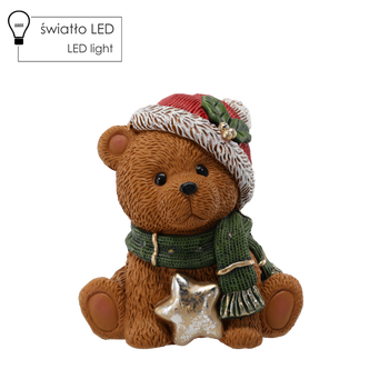 FIGURKA BOŽONAR. - MEDVÍDKA S HVIEZDOU 28,5 X 22 X 30 CM LED *1049