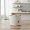 ROUND BASKET WHITE WITH COLORFUL PATTERN SIZE S