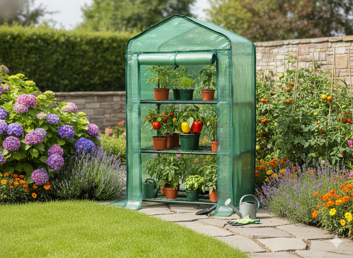 SZKLARNIA OGRODOWA Z TRZEMA PÓŁKAMI ZIELONA 69 x 49 x H125 CM pol_pl_SZKLARNIA-OGRODOWA-Z-TRZEMA-POLKAMI-ZIELONA-69-x-49-x-H125-CM-1132_1