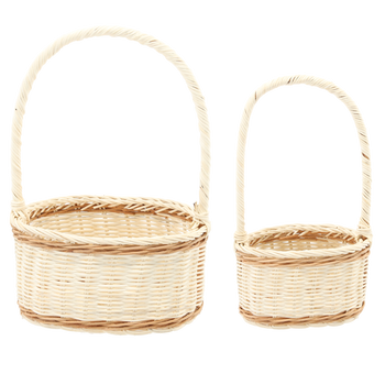 ZESTAW 2 KOSZYKÓW RATTANOWYCH Z UCHWYTEM – BIAŁY Z NATURALNYM