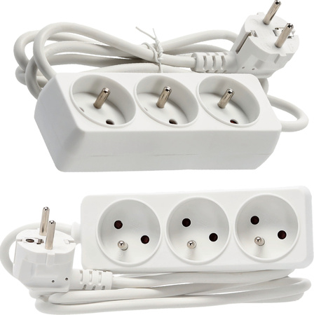 EXTENSION CORD POWER STRIP 3 SOCKETS 3M WHITE