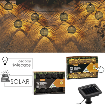 SOLÁRNA ZÁHRADNÁ GIRLANDA DĹŽKA 2 + 1,8 M ALTROS 10 LED TEPLÁ BIELA *3651