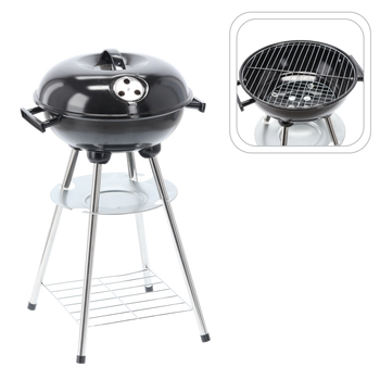 GRILL WĘGLOWY KULISTY Z POKRYWĄ 35 x 39 x 63 CM