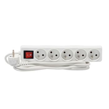 EXTENSION CORD POWER STRIP WITH SWITCH 5 SOCKETS 3 M WHITE
