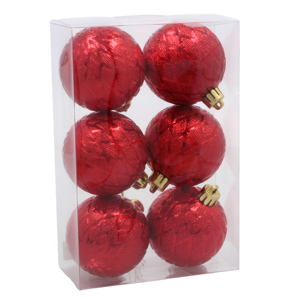 KPL. 6 BOMBEK 6 CM RED / GOLD / SILVER *3832