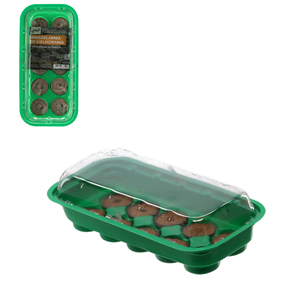 SET PENTRU GERMINARE (MINI SERĂ + 10 DISCURI DIN TURBĂ)