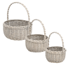 ZESTAW 3 KOSZYKÓW RATTANOWYCH Z RĄCZKĄ – SZARY