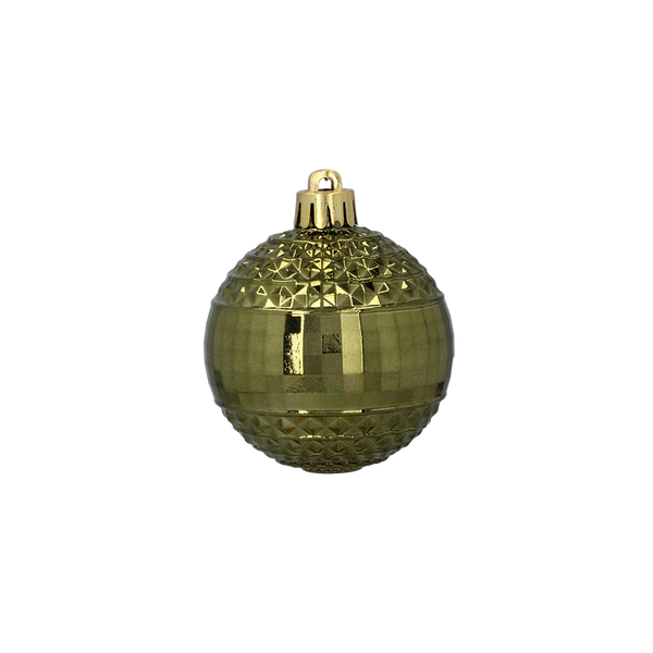 SET OF 6 BAUBLES 6 CM OLIVE/COPPER/GRAPHITE MIX DESIGNS