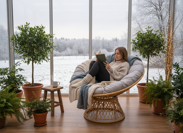 FOTEL OBROTOWY "ROTIVA" (RATTAN - BRĄZOWY, PODUSZKA - BEŻOWA) 