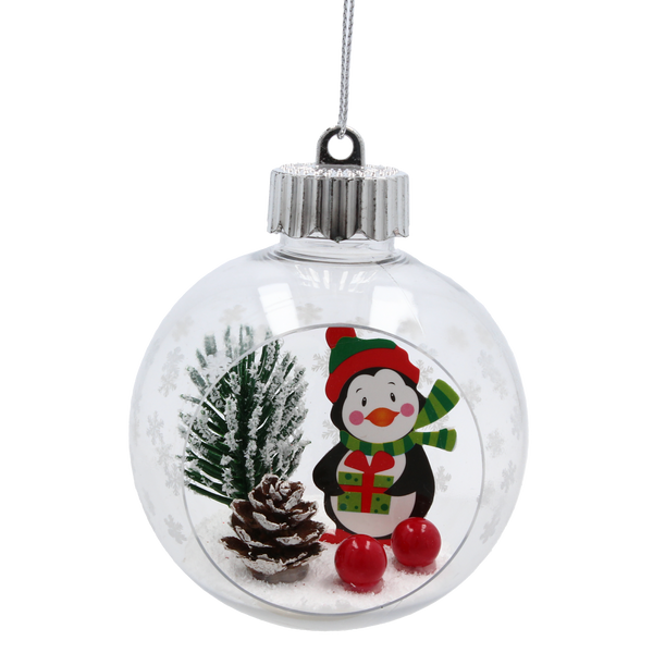 ORNAMENT DE CRĂCIUN - BOMBĂ ZĂPAD 8 CM - PINGUIN / REN / MOȘ NICOLAE *5409