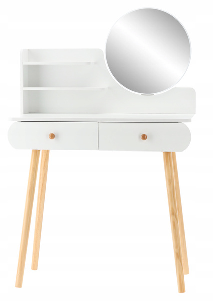 TOALETKA KOSMETYCZNA Z LUSTREM 80 x 40 x 120 CM BIAŁA *7872