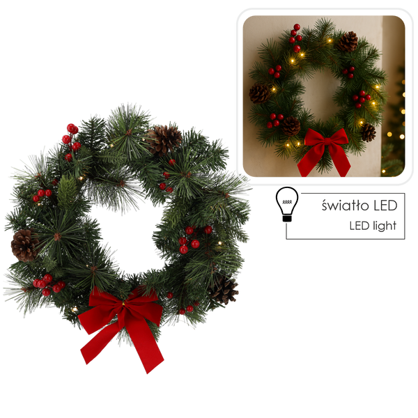 Colier festiv 15 LED 40 CM ROȘU *0271