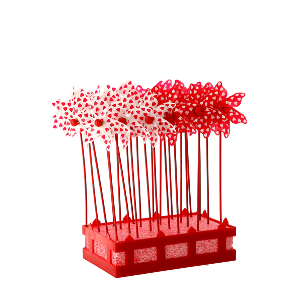 PINWHEEL WITH HEARTS 9 x 27,5 CM WHITE/RED