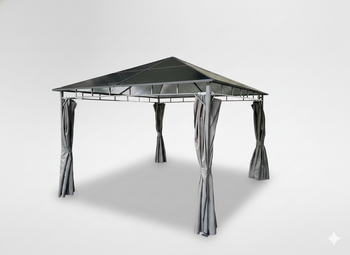 ALTANA PAWILON OGRODOWY Z ZASŁONAMI BOCZNYMI - SZARY 3 x 3 M