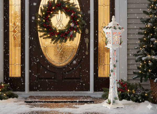 CHRISTMAS WHITE LED LANTERN 20 x 20 x 120 CM