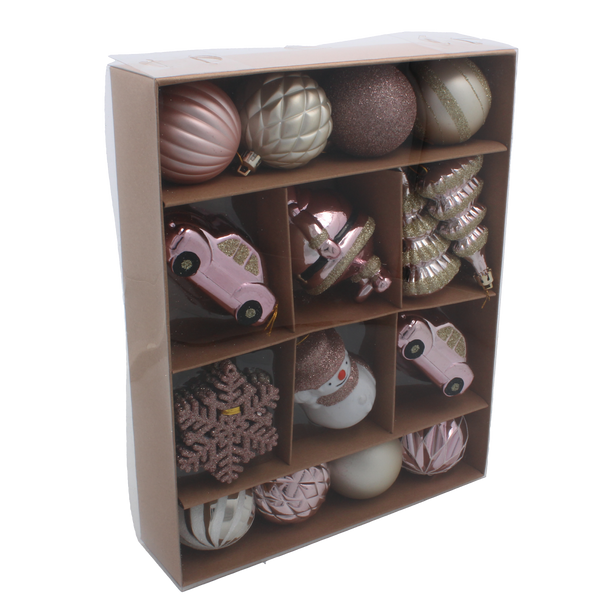 Set de 20 de ornamente rozii/bleu pentru brad *5294