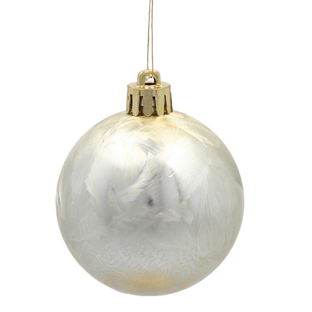 SET OF 30 ORNAMENTS 6 CM  IN TUBE CHAMPAGNE/GRAY/WHITE
